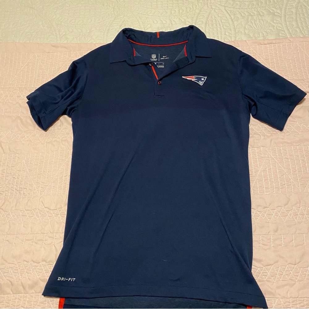 NIKE dri-fit NFL on field apparel New England Patriots football polo